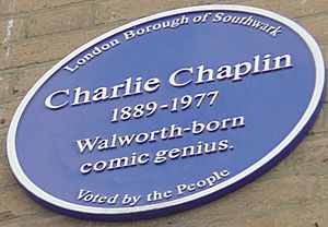 Charlie Chaplin plaque - East Street Market