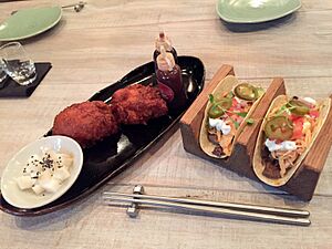 Chicken and tacos at Jinjuu, London