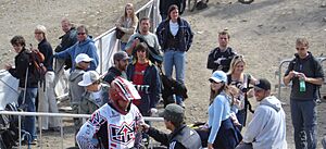 Crankworx 2006 Steve Peat being interviewed after downhill