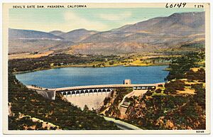 DEVILS GATE DAM PASADENA CALIFORNIA 1935 to 1950 era mass digital commonwealth Tichnor Brothers