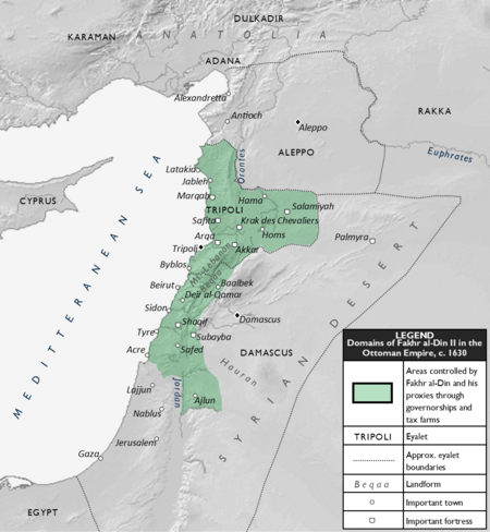 Domains of Fakhr al-Din in Ottoman Syria, at Zenith