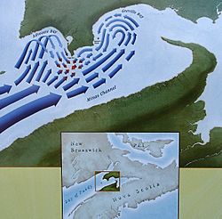 Dory Rips diagram in govt parking lot at Cape d Or lookout Nova Scotia Canada 2007