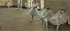 Edgar Degas (French, 1834–1917), Dancers in the Classroom, c. 1880. Oil on canvas, oil 39.4 x 88.4 cm. Sterling and Francine Clark Art Institute