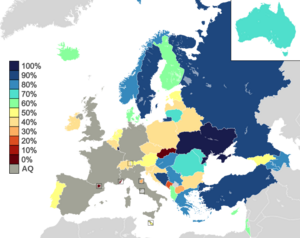 Eurovision semifinal qualification rate map