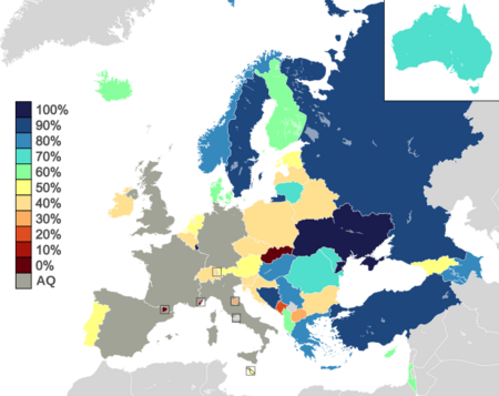 Eurovision semifinal qualification rate map