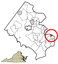 Location of Huntington in Fairfax County, Virginia