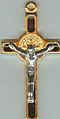 Gold-colored small Saint Benedict crucifix
