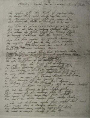 Gray Stanzas Wrote in a Country Church-yard holograph