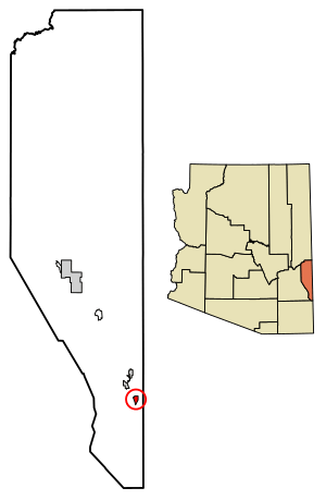 Location of Franklin in Greenlee County, Arizona.