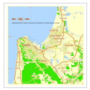 Haifa city street map plan Israel Level 12 English