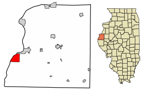 Location of Warsaw in Hancock County, Illinois.