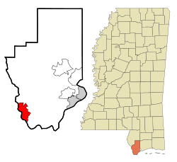 Location of Pearlington, Mississippi