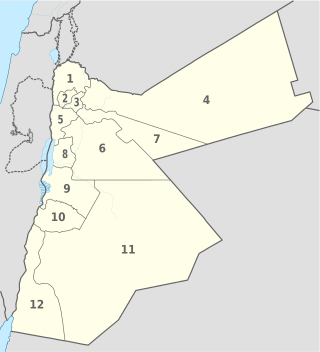 Jordan, administrative divisions - Nmbrs - monochrome