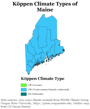 Köppen Climate Types Maine