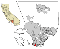 Location of Rancho Palos Verdes in Los Angeles County, California