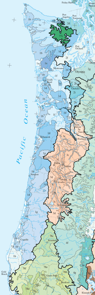 Level IV ecoregions, Coast Range