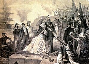Llegada del Emperador Maximiliano y la Emperatriz Carlota al puerto de Veracru, México