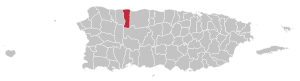 Map of Puerto Rico highlighting Hatillo Municipality