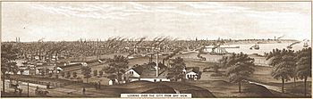 Looking over Milwaukee from Bay View in 1882