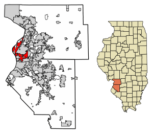 Location of Madison in Madison County, Illinois.