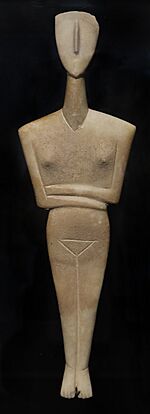 Maestro dell'ashmolean museum, figurina femminile n. 206, forse incinta, tipo canonico, varietà dokathismata, periodo EC II, 2800-2300 ac ca