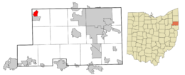 Location of Craig Beach in Mahoning County, Ohio.