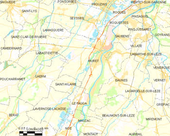 Map of the commune of Muret
