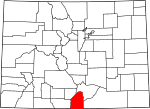 State map highlighting Costilla County