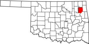 Map of Oklahoma highlighting Mayes County