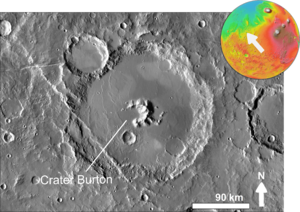 Martian crater Burton based on day THEMIS