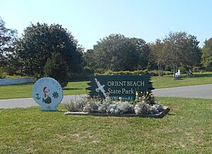 Orient Beach State Park; NY 25 Entrance Sign