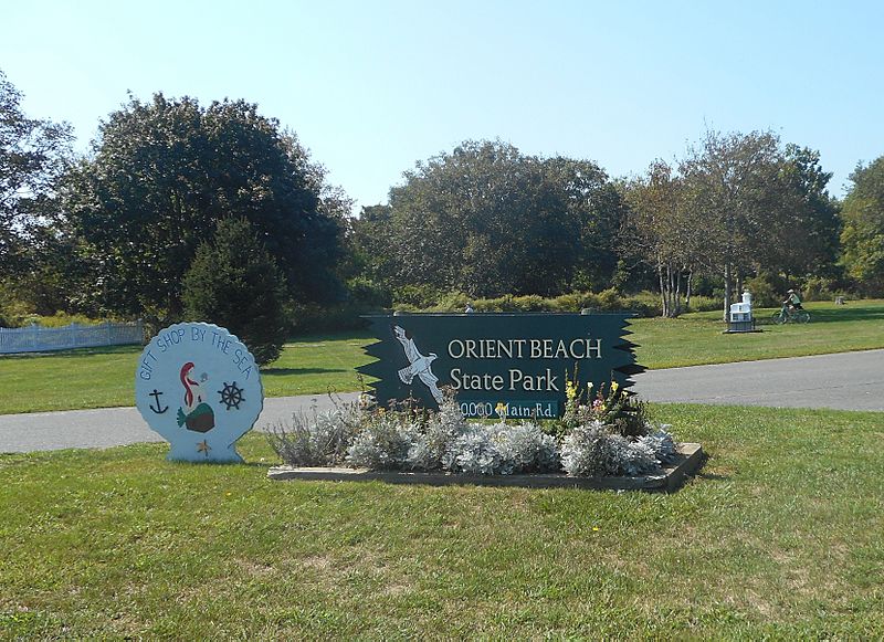 Orient Beach State Park; NY 25 Entrance Sign