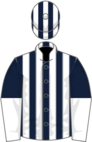 Dark blue and white stripes, halved sleeves