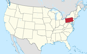 Location of Pennsylvania in the United States