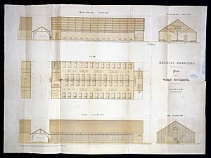 Plan of a ward building, Renkioi Hospital, designed by Brunel Wellcome L0030195
