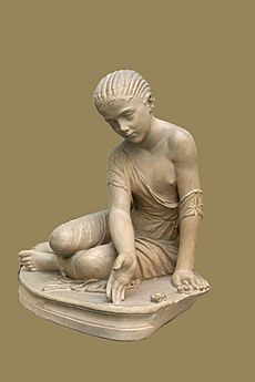 Roman statue of girl playing astragaloi 14 aC