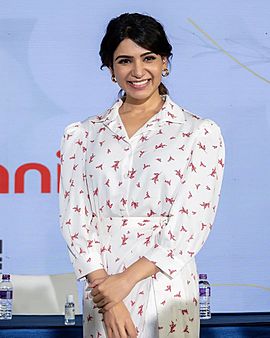 Samantha Akkineni wore a pink and white blouse + skirt set to announce her  new brand, Saaki