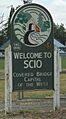 Scio, Oregon, welcome sign