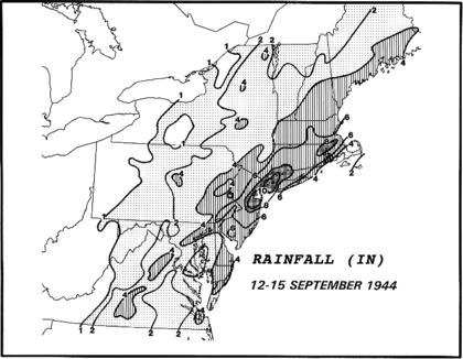September 1944 hurricane rainfall map