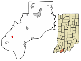 Location of Richland in Spencer County, Indiana.