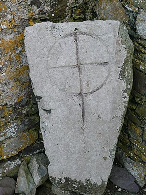 Stone cross at St Non's Chapel