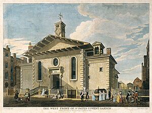 West Front of St Paul's, Covent Garden, by Edward Rooker after Paul Sandby, 1766 - gac 06359