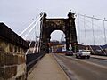 Wheeling Suspension Bridge west approach Wheeling Island West Virginia