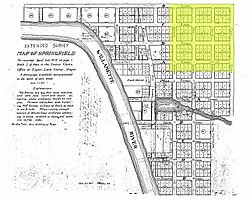 1872 map of Springfield, Oregon, showing future site of Washburne Historic District