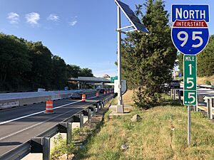 2022-07-23 18 12 13 View north along Interstate 95 and U.S. Route 202 (Wilmington Expressway) just north of Exit 7 in Wilmington, New Castle County, Delaware