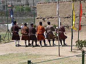Archery dance on hitting the bullseye, Thimphu