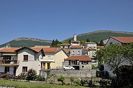 A view of Aspres-sur-Buëch, with the clock tower overlooking the village