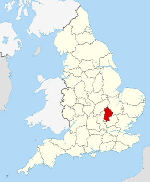 Location of Bedfordshire in England