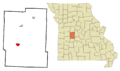 Benton County Missouri Incorporated and Unincorporated areas Warsaw Highlighted