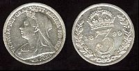 British threepence 1899